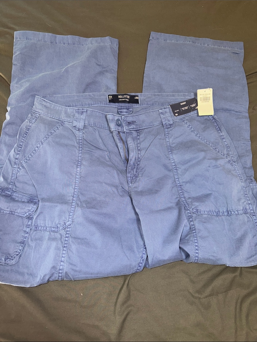 Hollister Blue Baggy Low Rise  Utility Cargo Pants 10R NWT